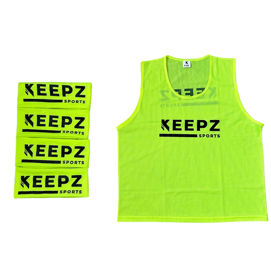 Fluorescent Yellow Keepz Sports PRO Training Bibs/Vests x10